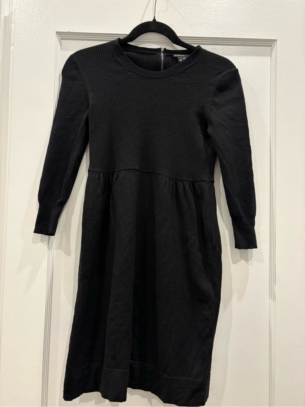 Theory "Karnina" Prosecco Ribbed Wool Blend Sweater Dress Women's Size M